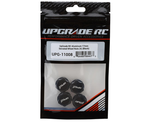UpGrade RC Aluminum 17mm Serrated Wheel Nuts (4) (Black) (Coarse Thread)