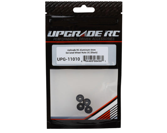 UpGrade RC Aluminum 4mm Serrated Wheel Nuts (4) (Black)