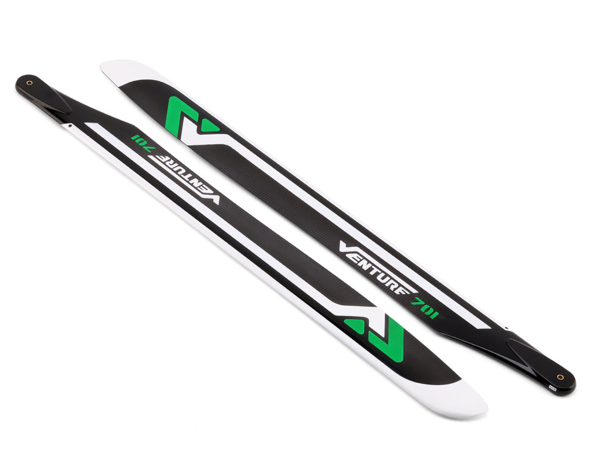 Venture Blades 701mm Premium Carbon Fiber Main Blades (Green) (2)