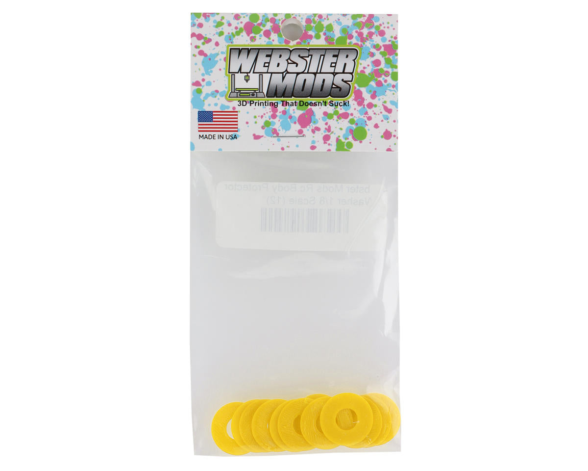 Webster Mods 1/8 Scale Protective Body Washers (12) (Yellow)