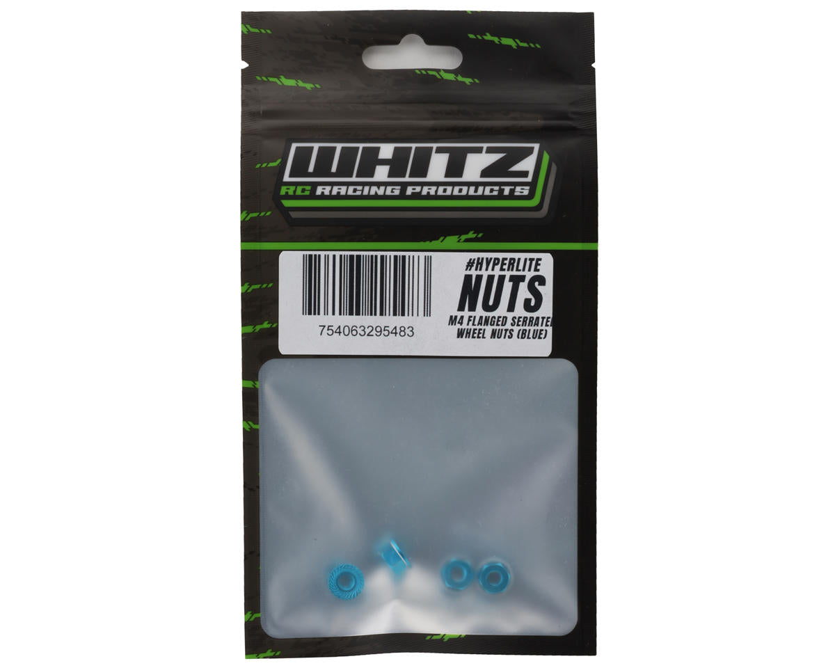 Whitz Racing Products 4mm Flanged Wheel Nuts (Blue) (4)