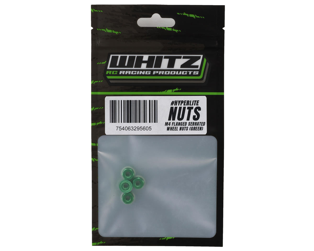 Whitz Racing Products 4mm Flanged Wheel Nuts (Green) (4)