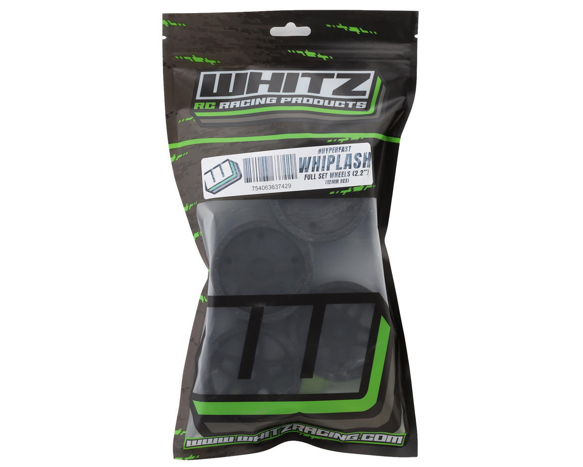 Whitz Racing Products 1/10 Whiplash 2.2" Sprint Car Dirt Oval Wheels Set (Black)