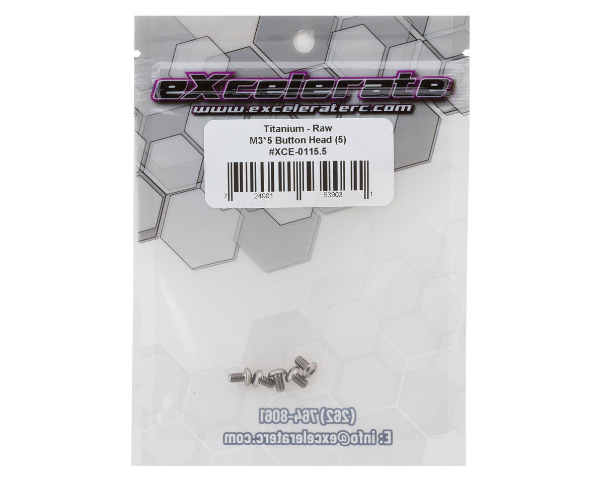 eXcelerate Titanium Button Head Screws (Raw) (5) (3x5mm)