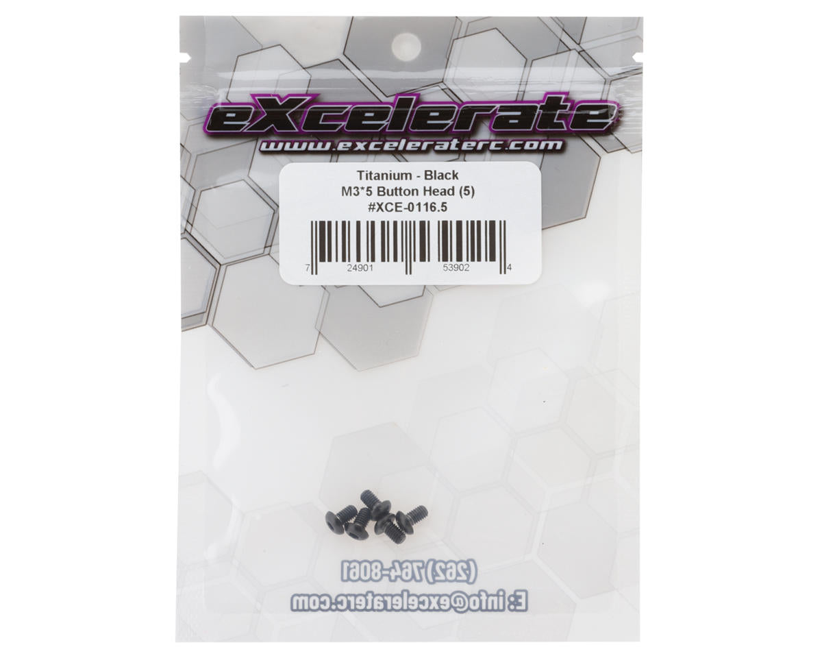 eXcelerate Titanium Button Head Screw (Black) (5) (3x5mm)