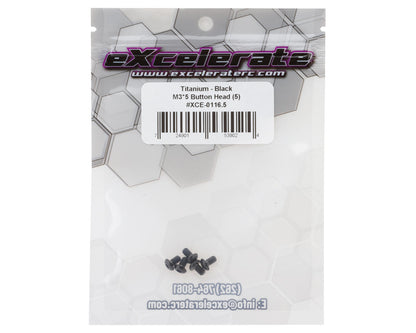 eXcelerate Titanium Button Head Screw (Black) (5) (3x5mm)