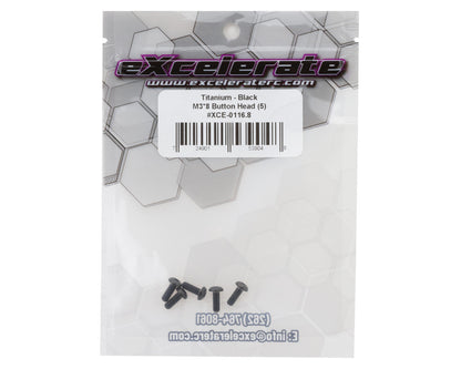 eXcelerate Titanium Button Head Screw (Black) (5) (3x8mm)
