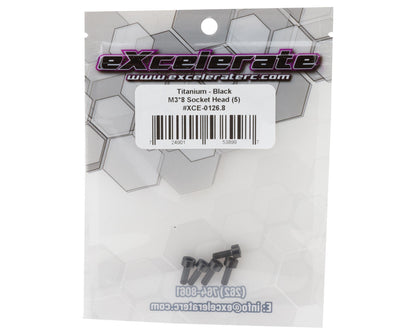 eXcelerate Titanium Socket Head Screw (Black) (5) (3x8mm)