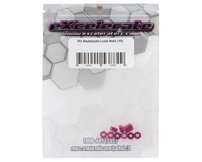 eXcelerate 3mm Aluminum Lock Nuts (Pink) (10)
