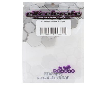 eXcelerate 3mm Aluminum Lock Nuts (Purple) (10)