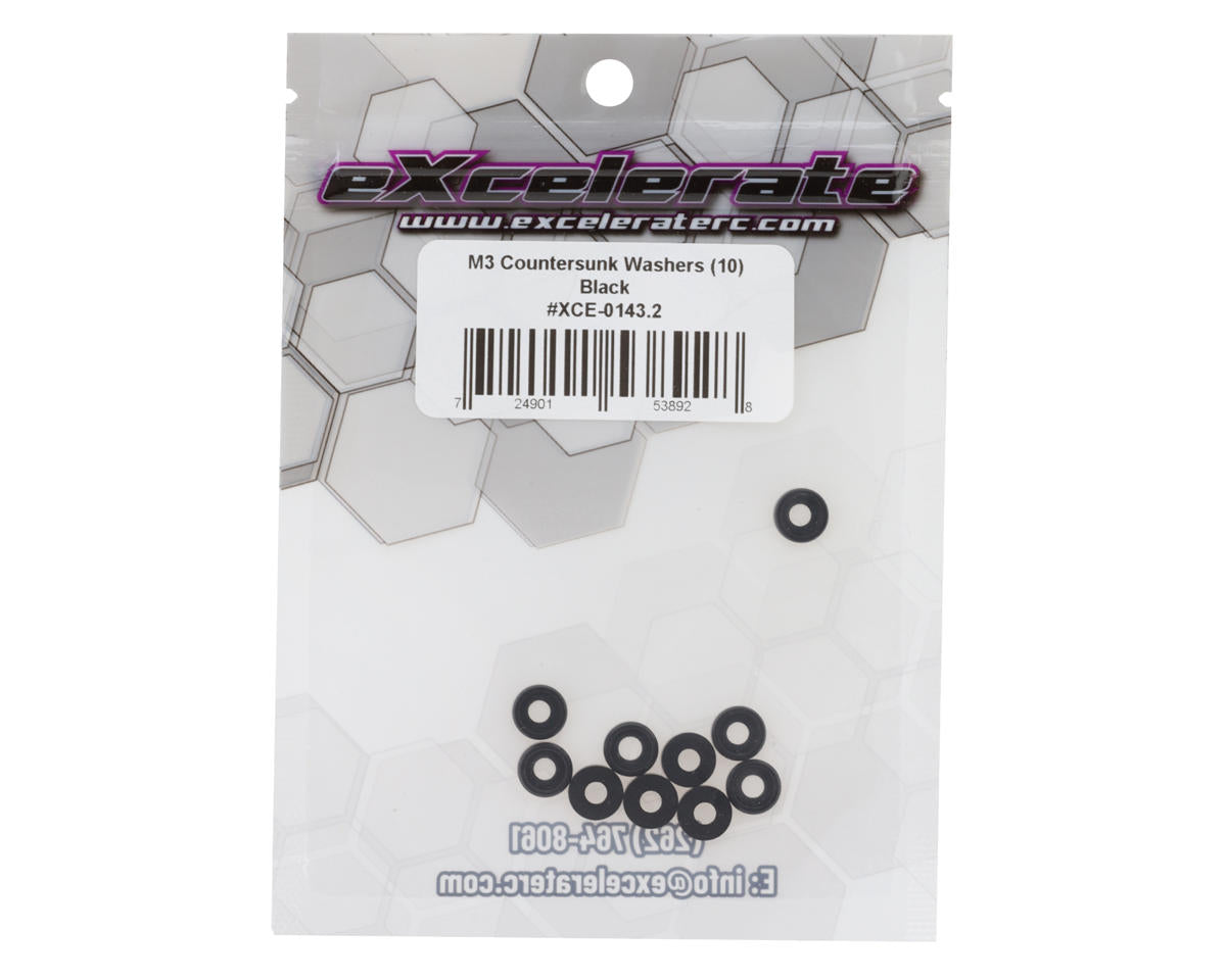 eXcelerate 3mm Countersunk Washers (Black) (10)