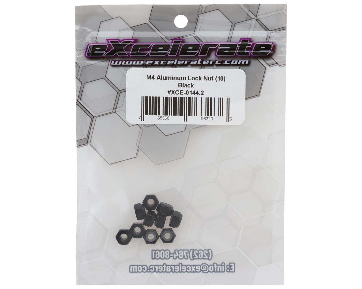 eXcelerate 4mm Aluminum Lock Nuts (Black) (10)