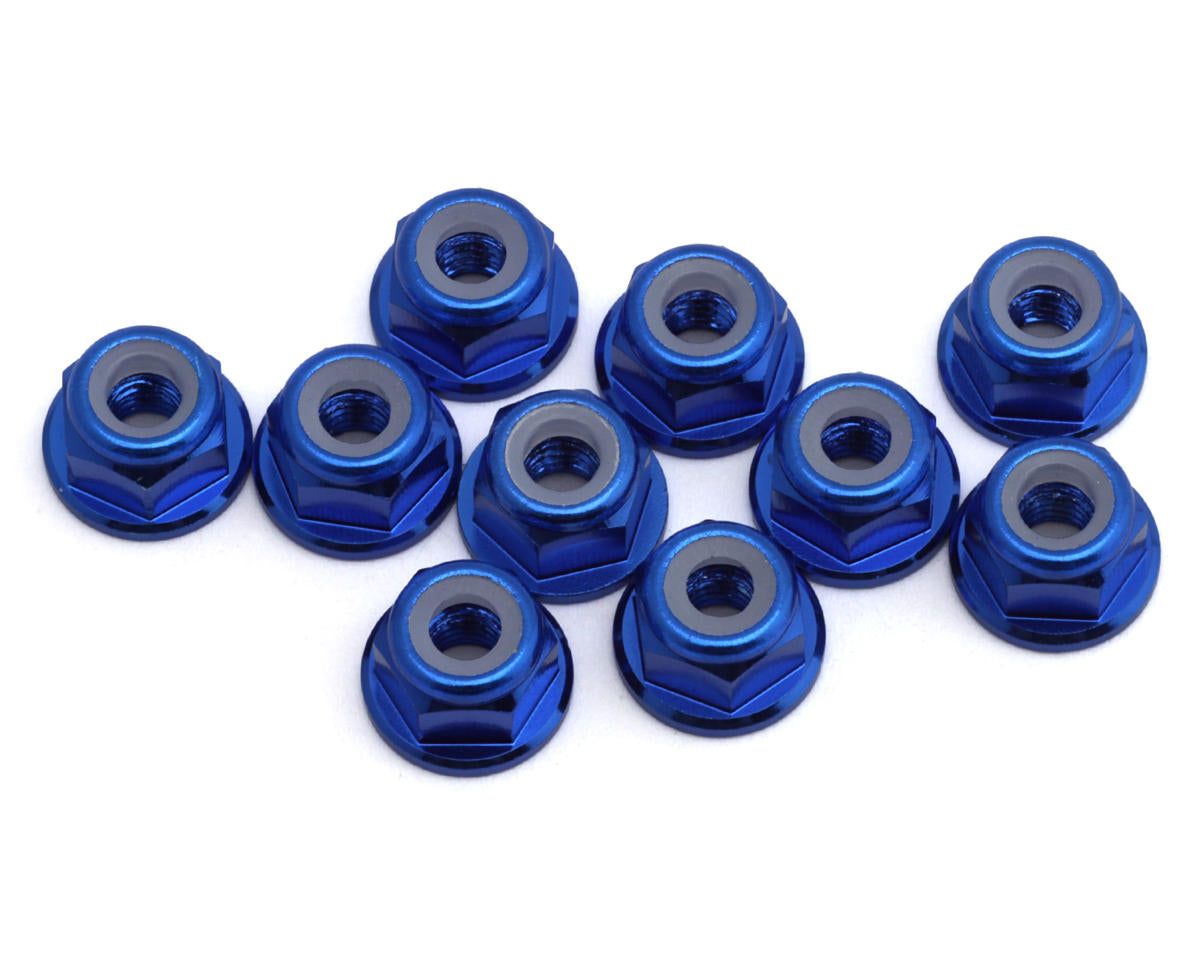 eXcelerate 3mm Flanged Aluminum Lock Nuts (Blue) (10)