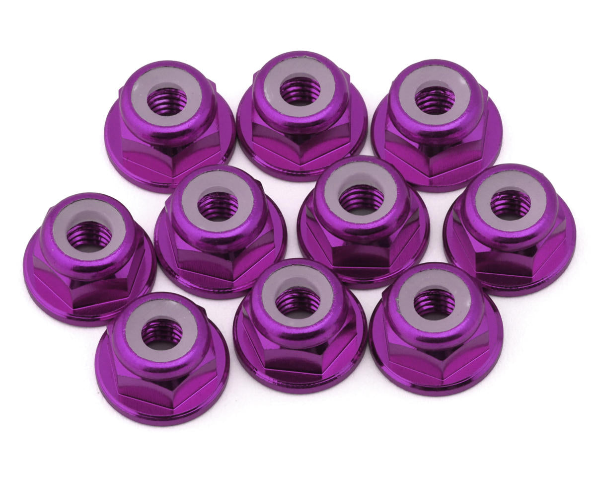 eXcelerate 4mm Flanged Aluminum Lock Nuts (Purple) (10)