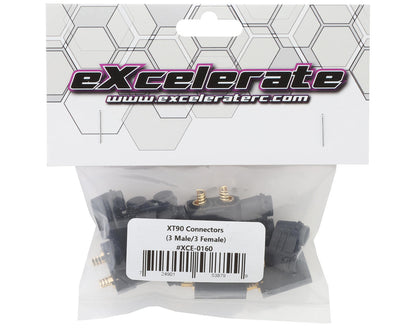 eXcelerate XT90 Connector Set (Black) (3 Male/3 Female)