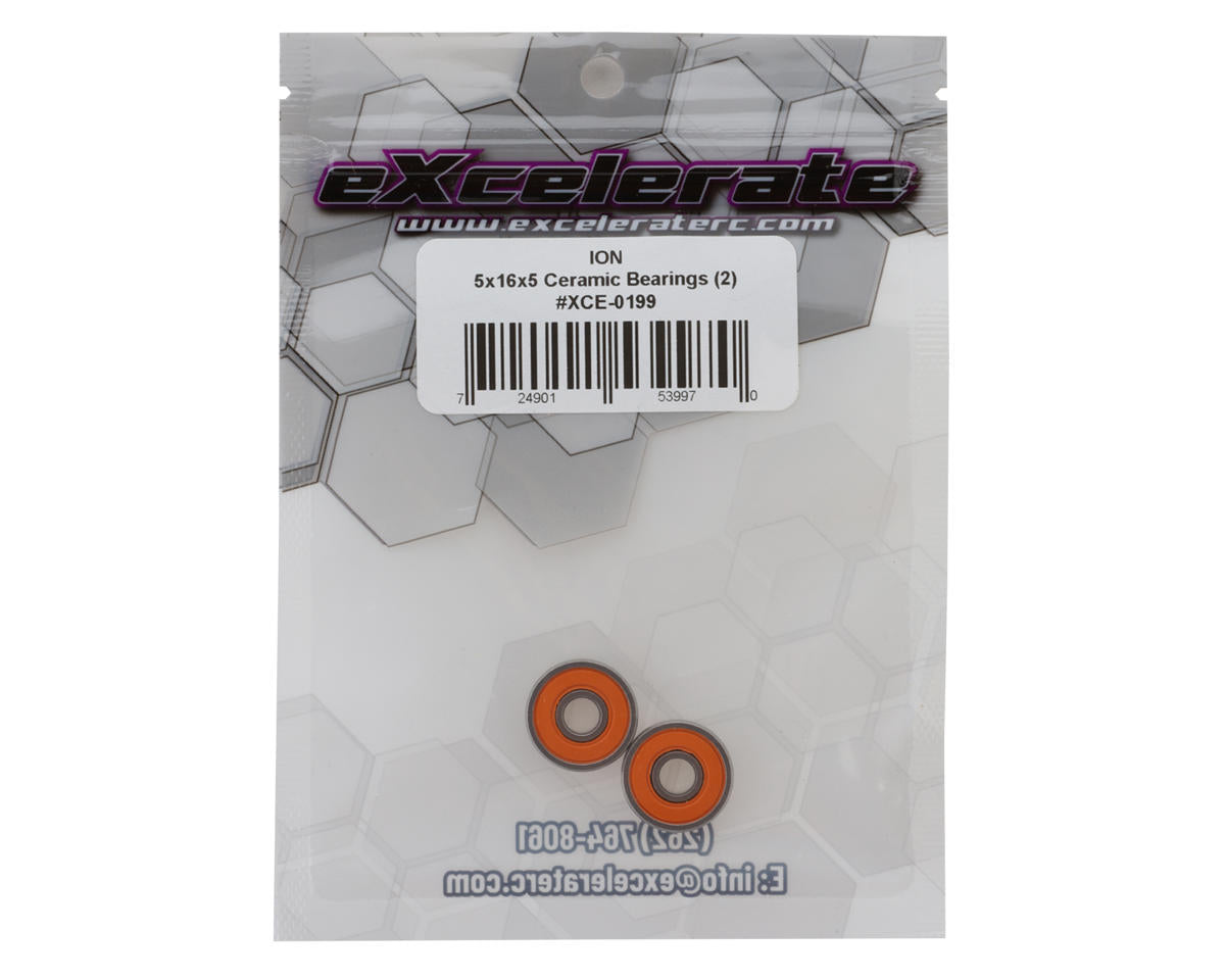 eXcelerate ION 5x16x5mm Ceramic Rubber Sealed Bearings (2)