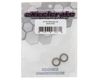 eXcelerate 10x15x4mm  Metal Shielded Ball Bearings (2)