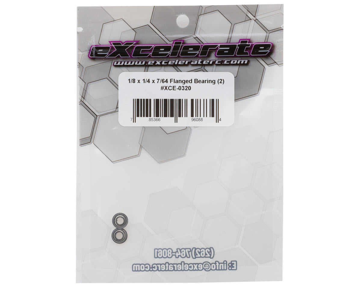 eXcelerate 1/8"x1/4"x7/64" Metal Shielded Flanged Ball Bearings (2)