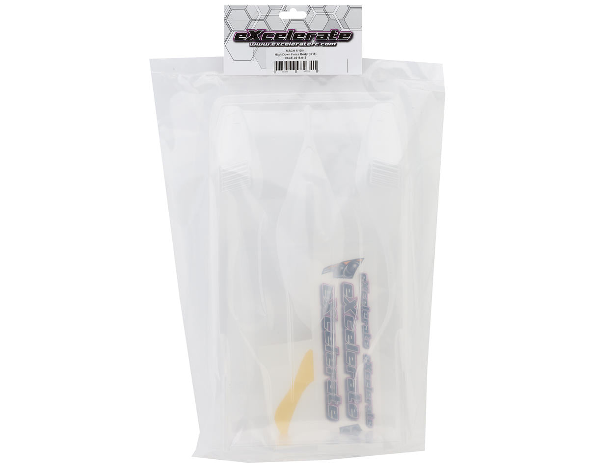 eXcelerate MACH "HD" 1/12 High Down Force Pan Car Body (Clear) (.015)