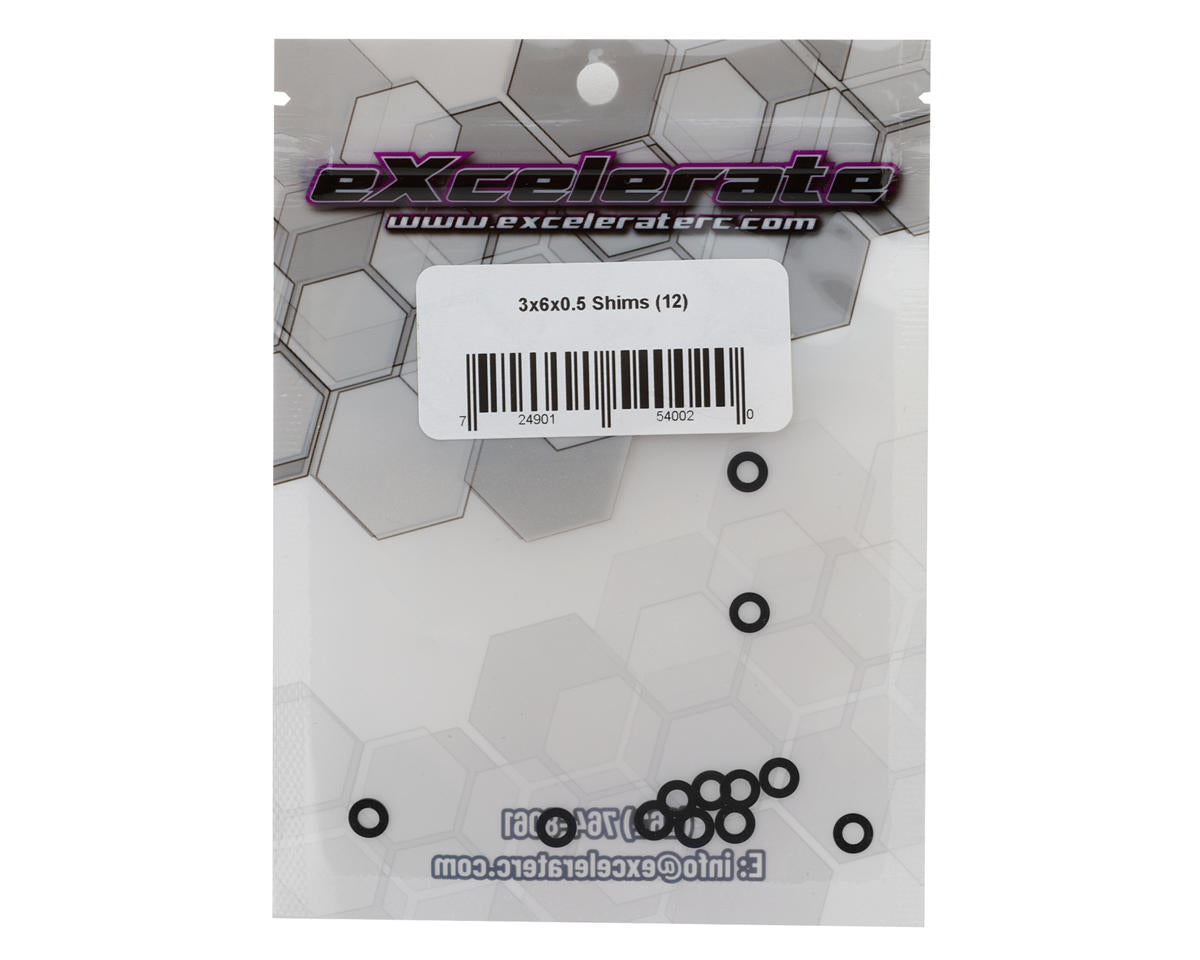 eXcelerate 3x6x0.5mm Aluminum Shims (Black) (12)