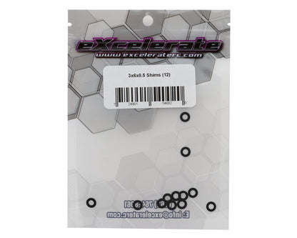 eXcelerate 3x6x0.5mm Aluminum Shims (Black) (12)