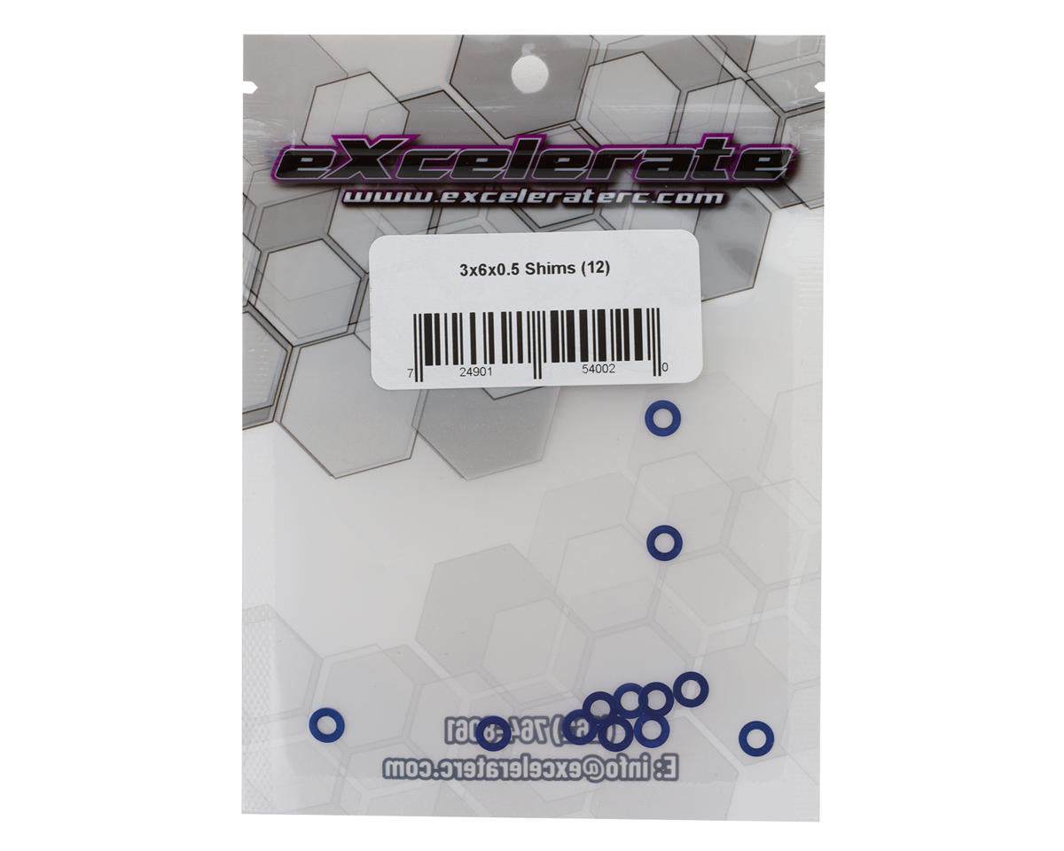 eXcelerate 3x6x0.5mm Aluminum Shims (Blue) (12)