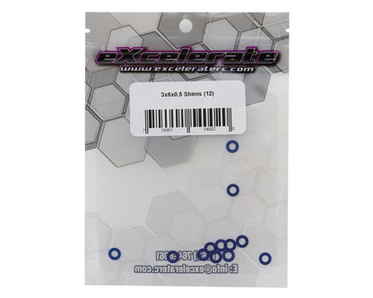 eXcelerate 3x6x0.5mm Aluminum Shims (Blue) (12)