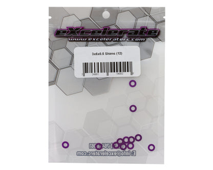 eXcelerate 3x6x0.5mm Aluminum Shims (Purple) (12)