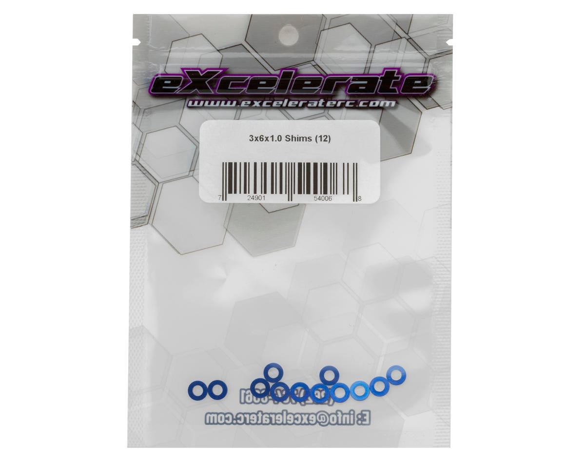 eXcelerate 3x6x1mm Aluminum Shims (Blue) (12)