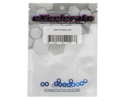 eXcelerate 3x6x1mm Aluminum Shims (Blue) (12)