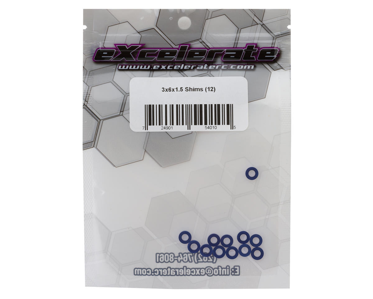 eXcelerate 3x6x1.5mm Aluminum Shims (Blue) (12)