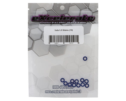 eXcelerate 3x6x1.5mm Aluminum Shims (Blue) (12)