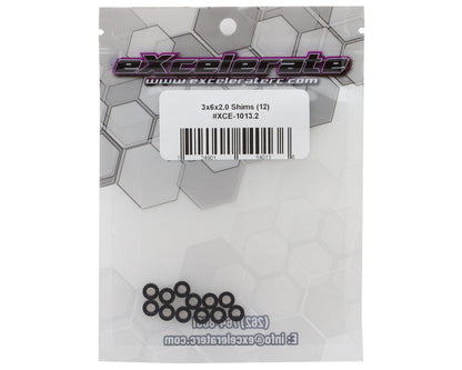 eXcelerate 3x6x2mm Aluminum Shims (Black) (12)