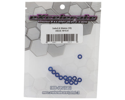 eXcelerate 3x6x2mm Aluminum Shims (Blue) (12)
