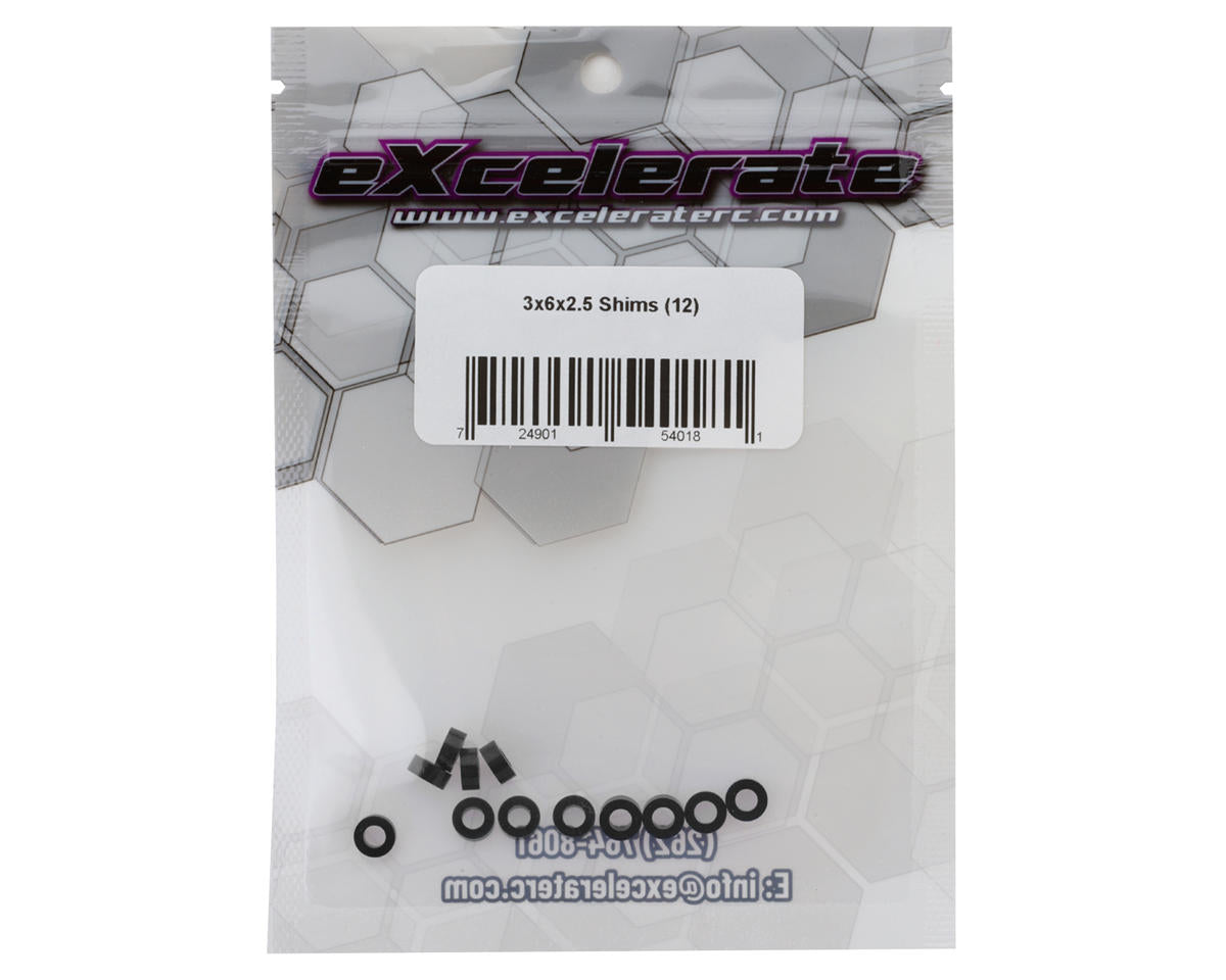 eXcelerate 3x6x2.5mm Aluminum Shims (Black) (12)