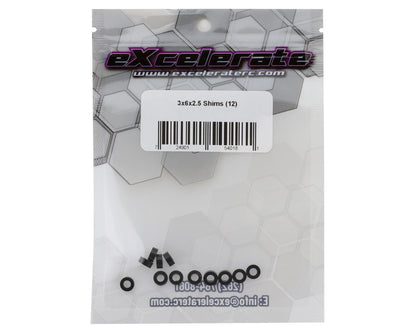 eXcelerate 3x6x2.5mm Aluminum Shims (Black) (12)