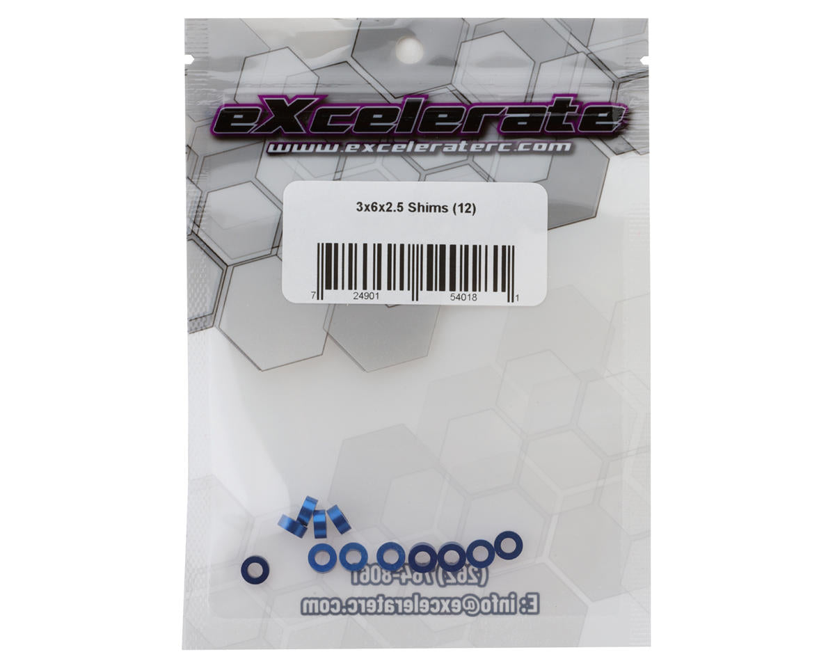 eXcelerate 3x6x2.5mm Aluminum Shims (Blue) (12)