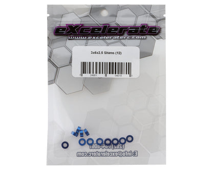 eXcelerate 3x6x2.5mm Aluminum Shims (Blue) (12)
