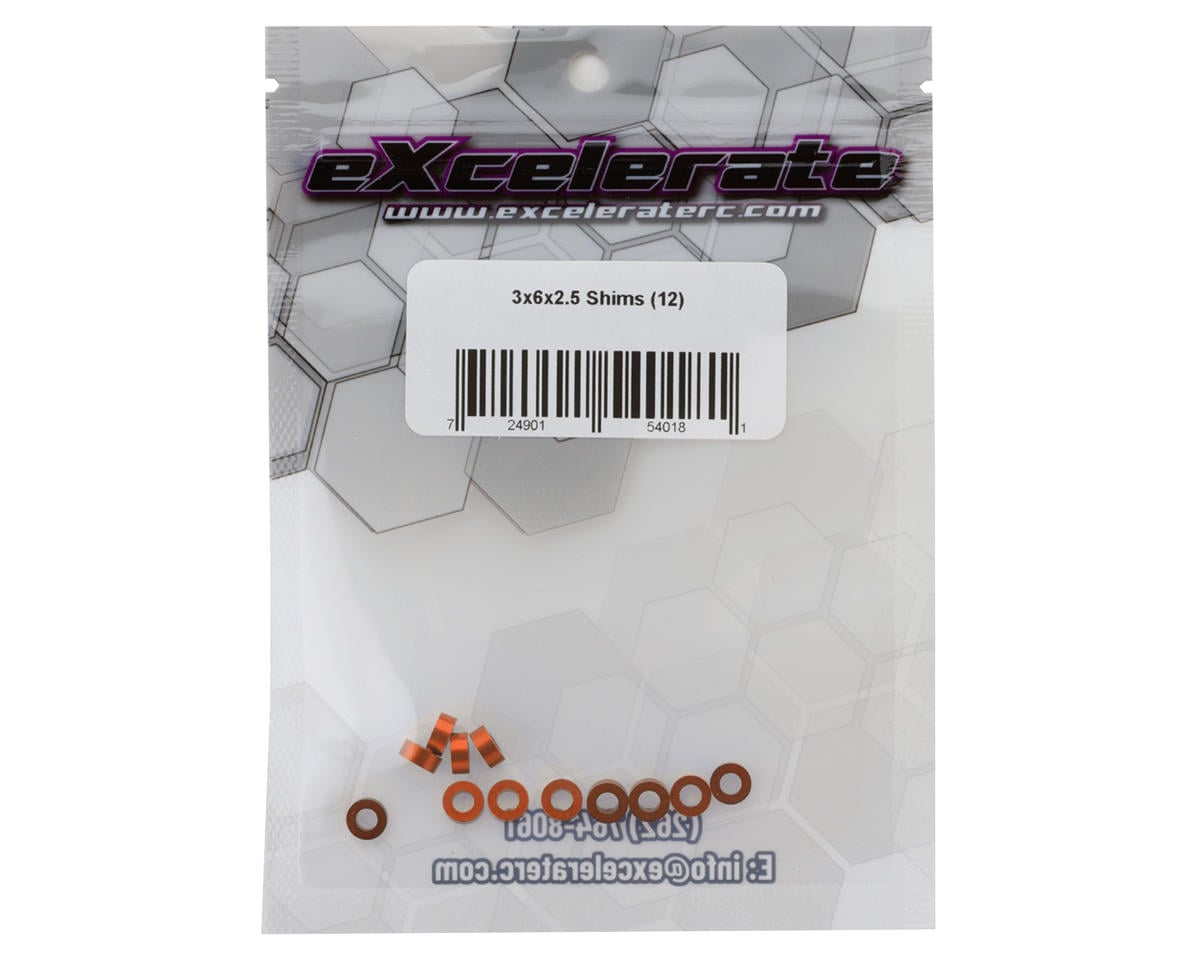 eXcelerate 3x6x2.5mm Aluminum Shims (Orange) (12)
