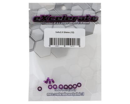 eXcelerate 3x6x2.5mm Aluminum Shims (Purple) (12)