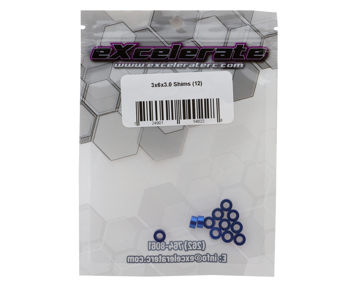 eXcelerate 3x6x3mm Aluminum Shims (Blue) (12)