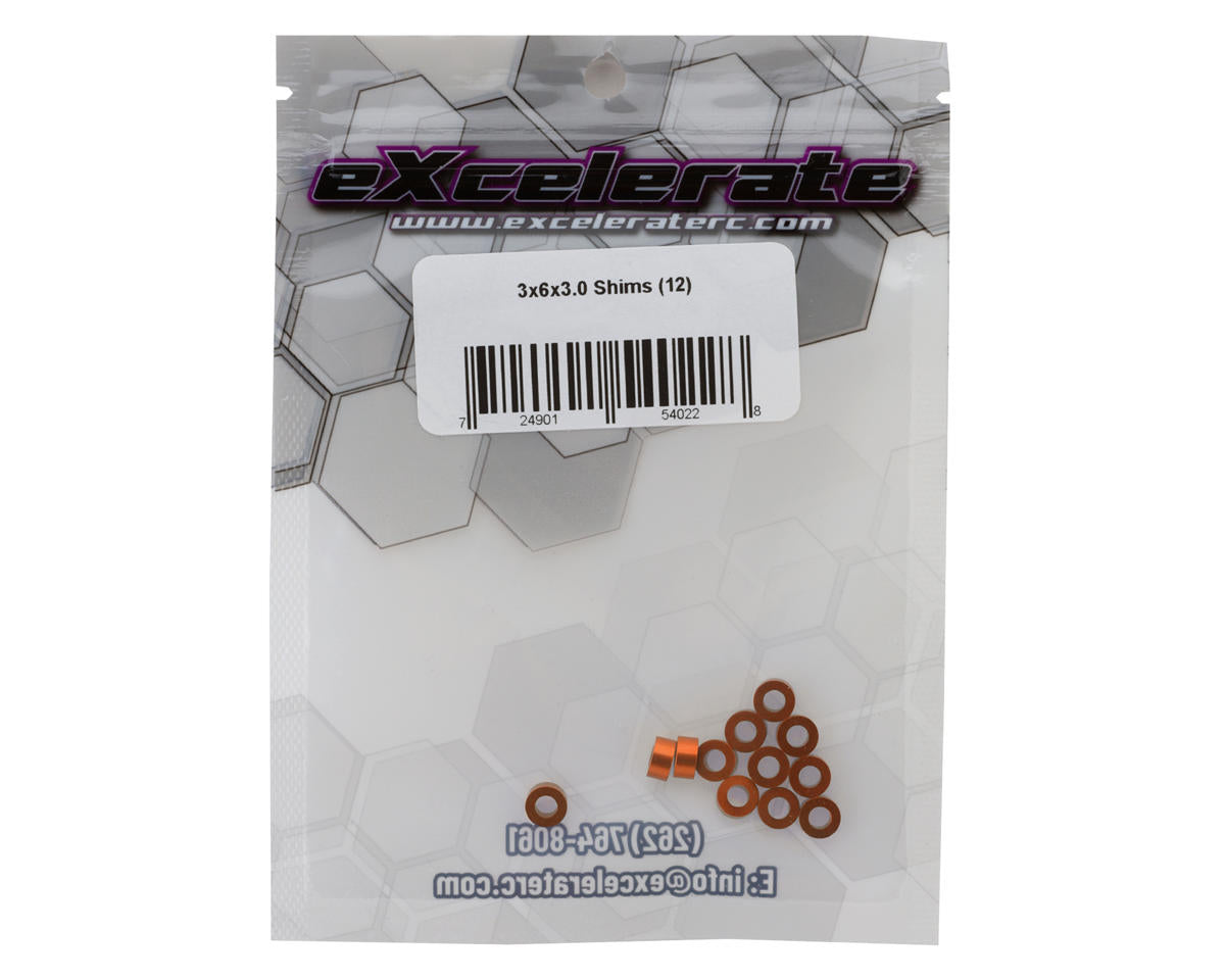 eXcelerate 3x6x3mm Aluminum Shims (Orange) (12)