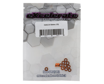 eXcelerate 3x6x3mm Aluminum Shims (Orange) (12)