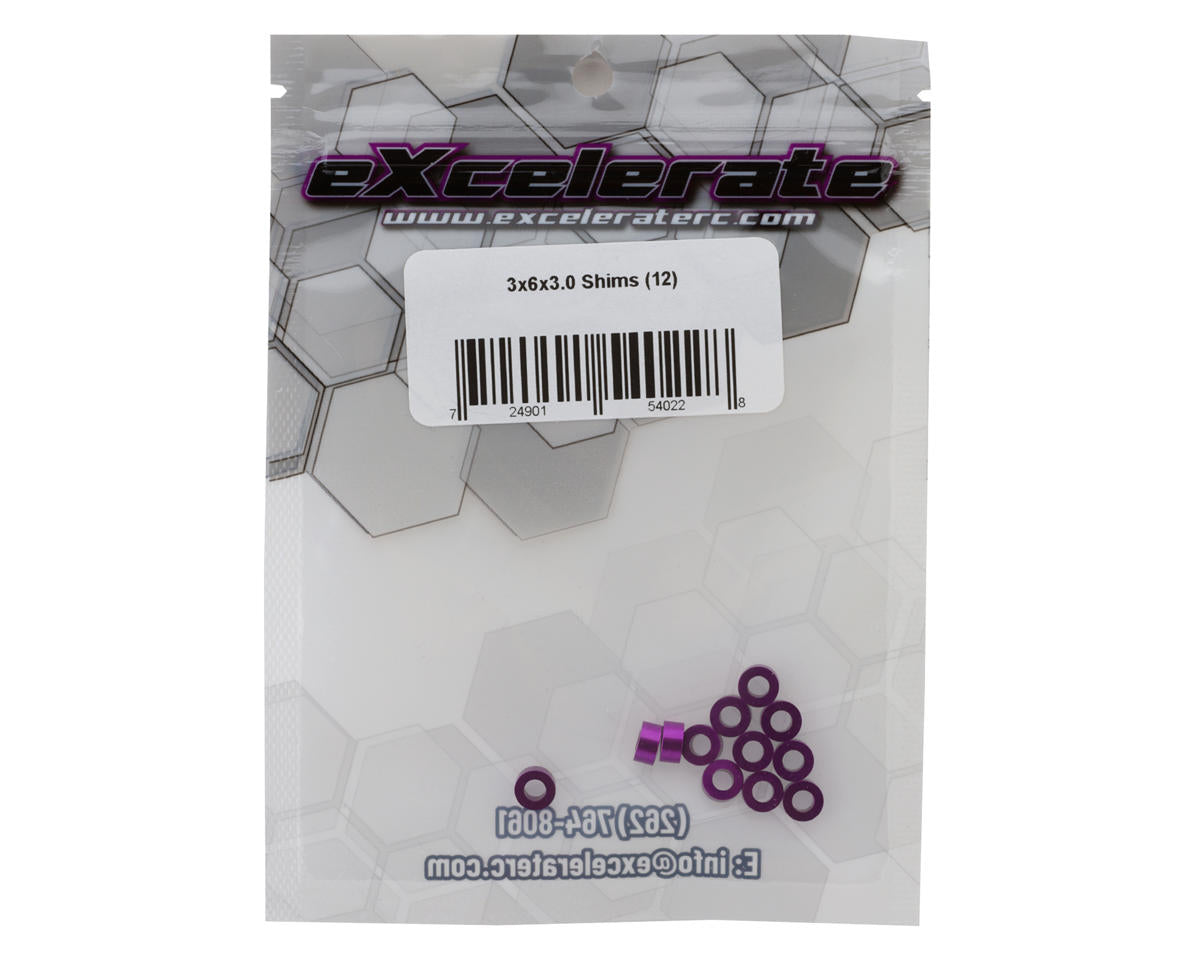 eXcelerate 3x6x3mm Aluminum Shims (Purple) (12)