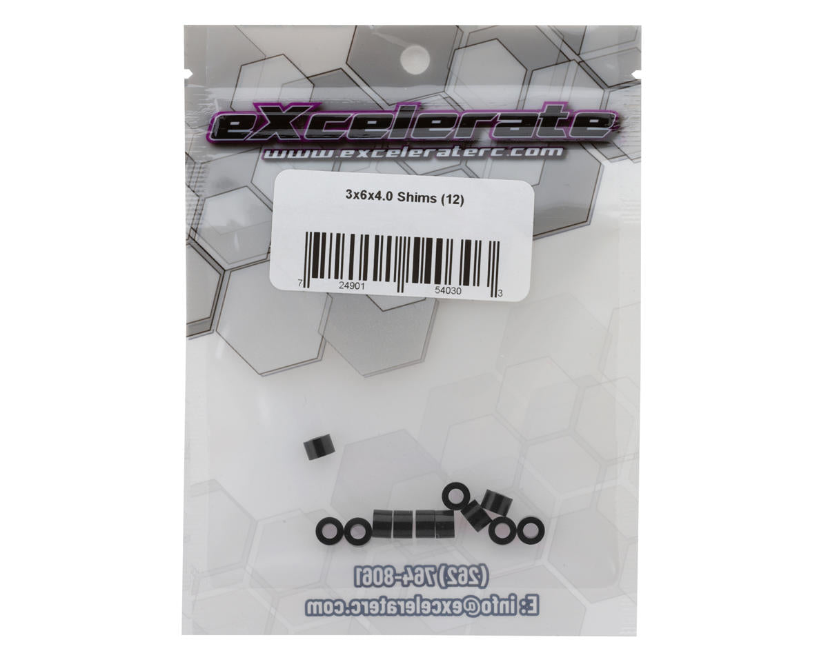 eXcelerate 3x6x4mm Aluminum Shims (Black) (12)