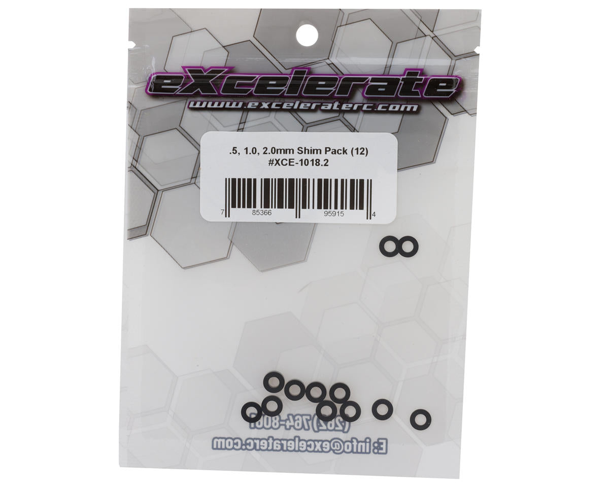 eXcelerate 3x6mm Aluminum Shim Pack (Black) (12) (0.5, 1.0, 2.0mm)