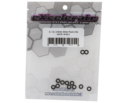 eXcelerate 3x6mm Aluminum Shim Pack (Black) (12) (0.5, 1.0, 2.0mm)