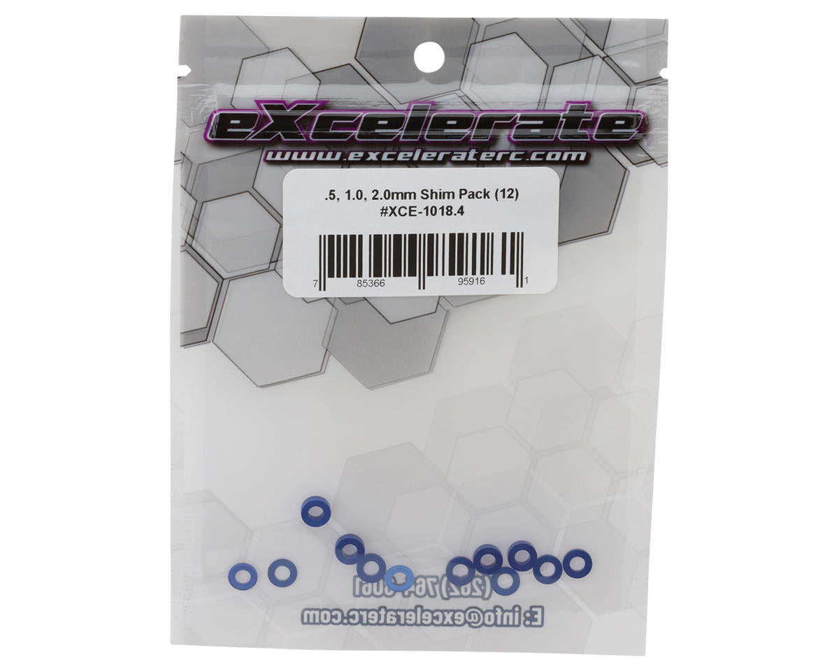 eXcelerate 3x6mm Aluminum Shim Pack (Blue) (12) (0.5, 1.0, 2.0mm)