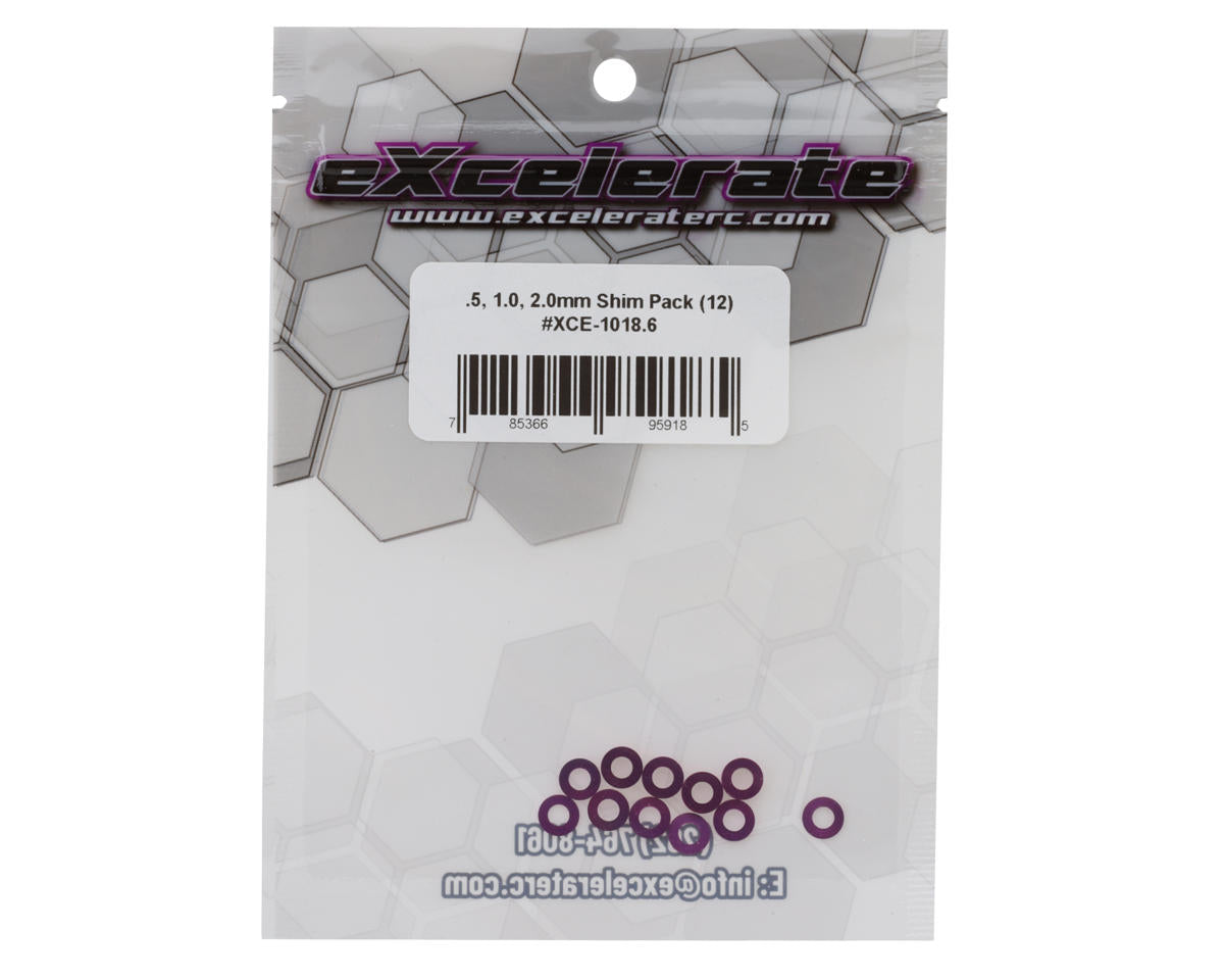 eXcelerate 3x6mm Aluminum Shim Pack (Purple) (12) (0.5, 1.0, 2.0mm)