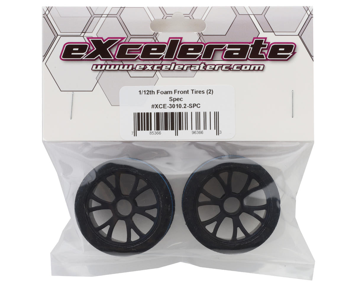 eXcelerate 1/12 Pan Car Pre-Mounted Front Foam Tires (2) (Spec)